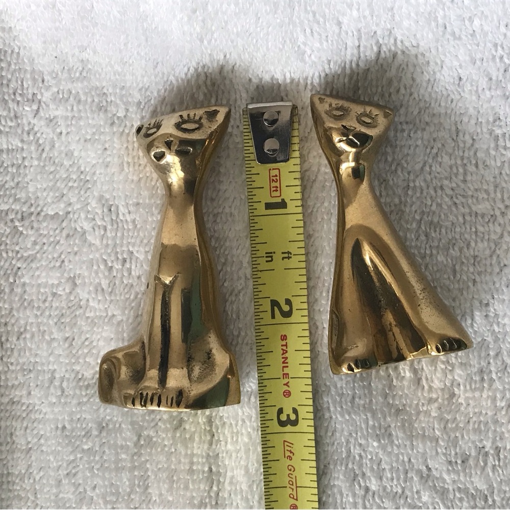 Vintage Solid Brass Sitting Cat Kittens Set (2) - Picture 8 of 8
